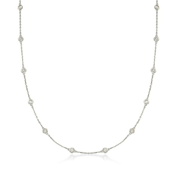 Ross-Simons 2.00 ct. t.w. Bezel-Set Diamond Station Necklace in Sterling Silver, Women's, Adult