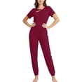 thumbnail image 4 of Hvogkswy Scrubs for Women Set Stretch Soft Short Sleeve Top and Tapered Work Pants Solid Lightweight Breathable Nurse Uniform Scrub Sets, 4 of 5