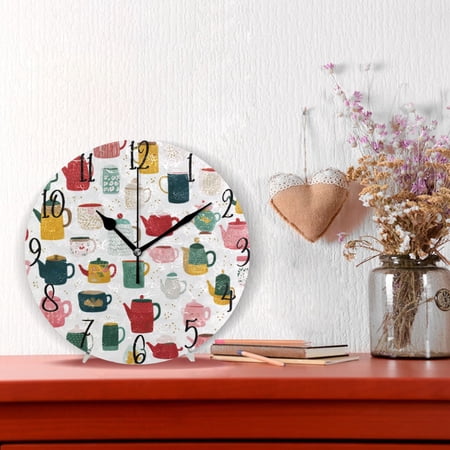 10 Quartz Indoor Wall Clock Silent Mechanism / Whimsical Mugs and Teapots