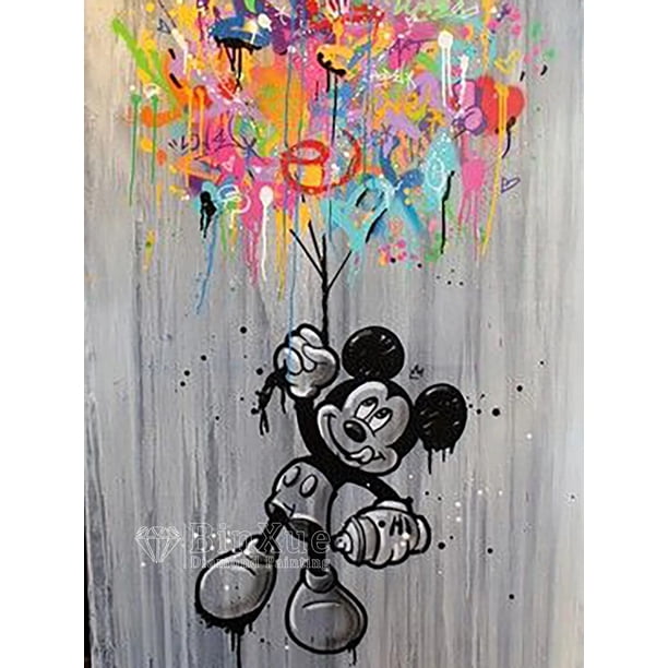Kit de pintura de diamantes de polvo de Disney, grafiti colorido, Mickey, Hada, dibujos animados, imagen de moda, punto de cruz, hecho a mano, arte de diamantes de imitación DIY