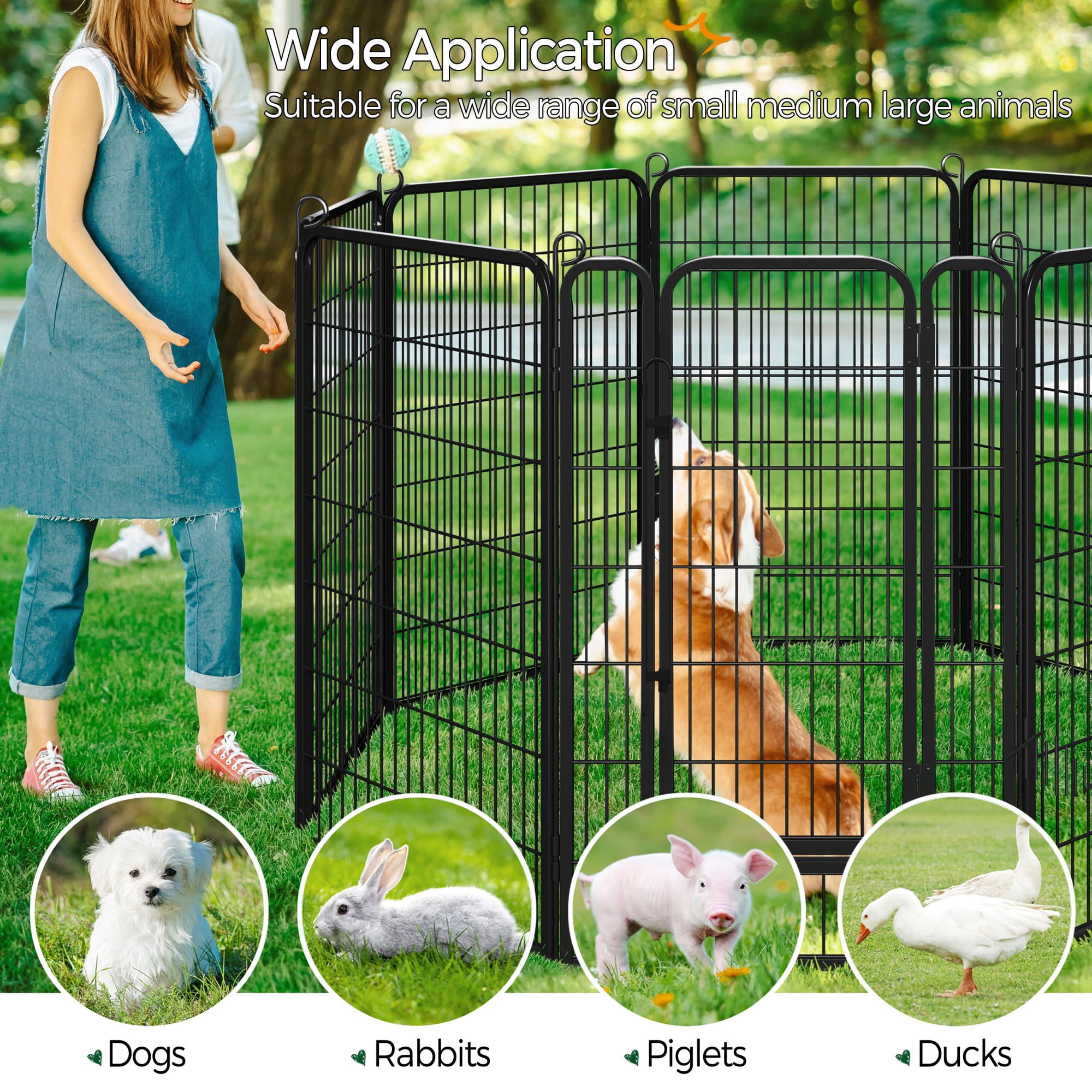 Alden Design 32 Panels 47.5″ H Foldable Dog Playpen with Door, Black