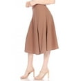 thumbnail image 2 of Moa Collection Women's Solid Flared Lightweight Elastic High Waist Midi A-line Skirt, 2 of 6