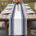 thumbnail image 4 of Navy Blue Striped Cotton Linen Rectangle Table Runners 13"x70", Modern Farmhouse Stripes Coffee Table Runner Dresser Scarves Luxury Table Runners for Wedding Party Banquet Dinner Decor, 4 of 8