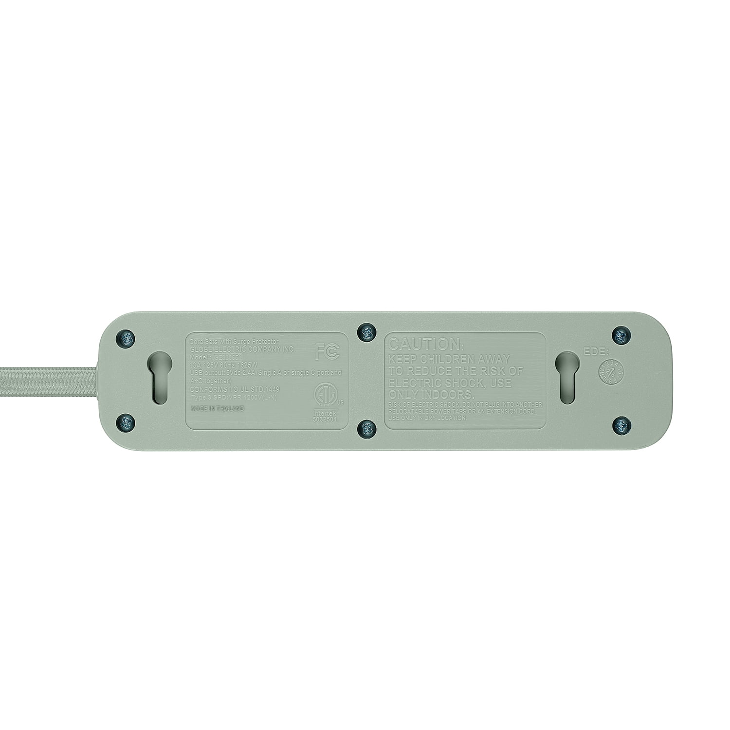 Globe Electric Surge Protector Power Strip, 900J, USB-A and USB-C, 6 ft, Cool Toned Green