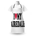 thumbnail image 3 of Airedale Apron, I Love My Terrier Heart Dog Lover Breeds Type Illustration, Unisex Kitchen Bib with Adjustable Neck for Cooking Gardening, Adult Size, Dark Pink Charcoal Grey, by Ambesonne, 3 of 4