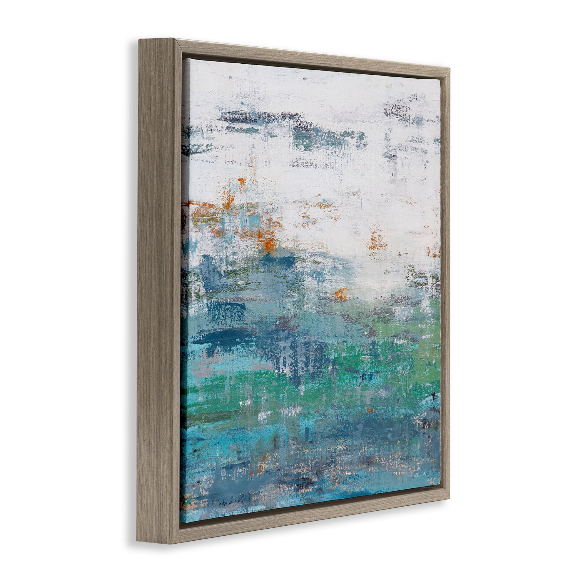 Stupell Industries Distressed Paint Gradient Abstract Painting Brown Floater Framed Canvas Art Print Wall Art, 25 x 25