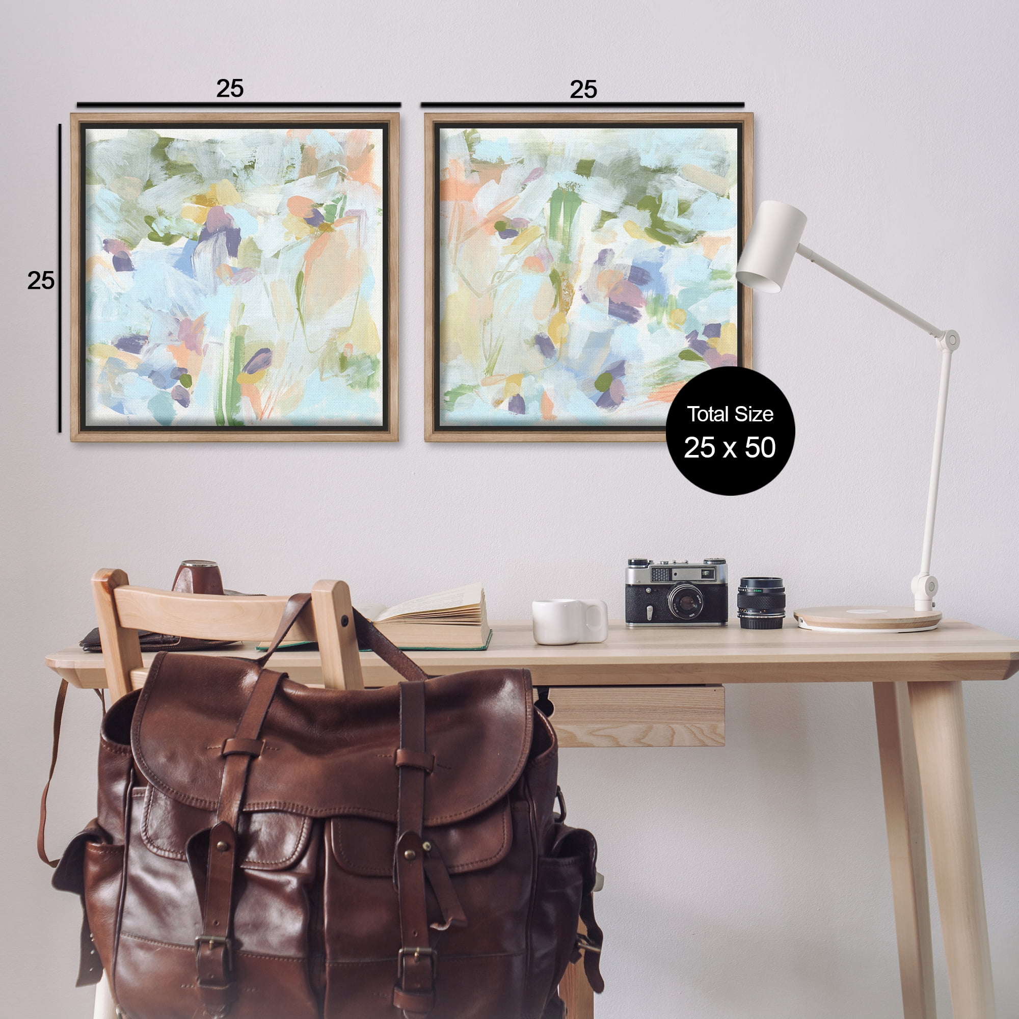 Stupell Industries Pastel Abstract Expressions Abstract Painting Brown Floater Framed Canvas Art Print Wall Art, 25 x 25, Set of 2
