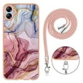 thumbnail image 3 of Mantto for Samsung Galaxy A05 Case, with Lanyard Adjustable Strap, Marble Pattern Soft TPU Bumper Hard PC Back Shockproof Protective Glossy Stylish Durable Phone Case for Women Girls,Rose-carmine, 3 of 7