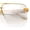 Gold White - Grey Clear, variant on Mens Euro Mafia Mob Rimless Bevel Lens Oversize Racer Sunglasses [Gold Brown - Brown]