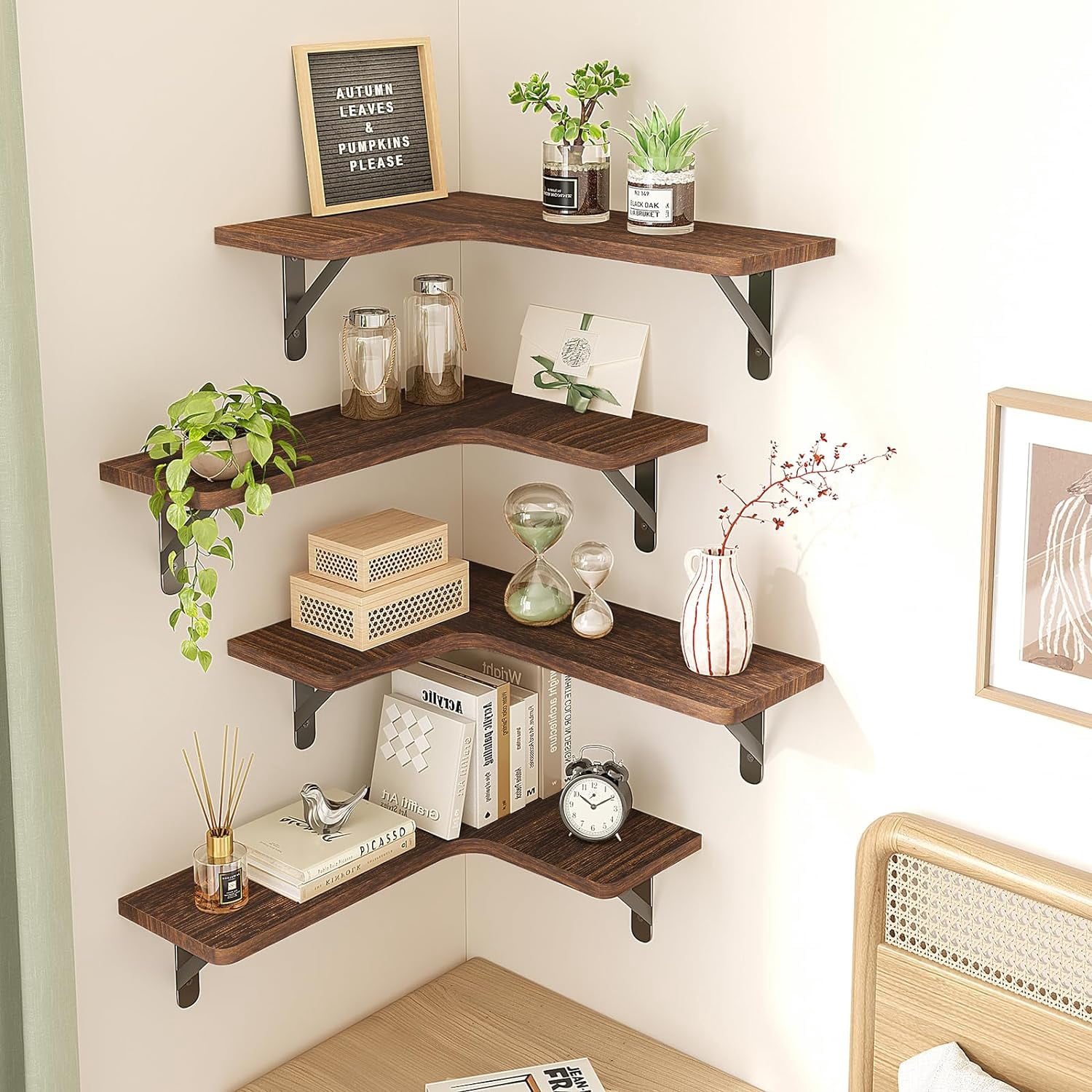 Fairy 0.6'' x 16.1'' 2-Tier Dark Carbonized Black Floating Shelf (5 Count)