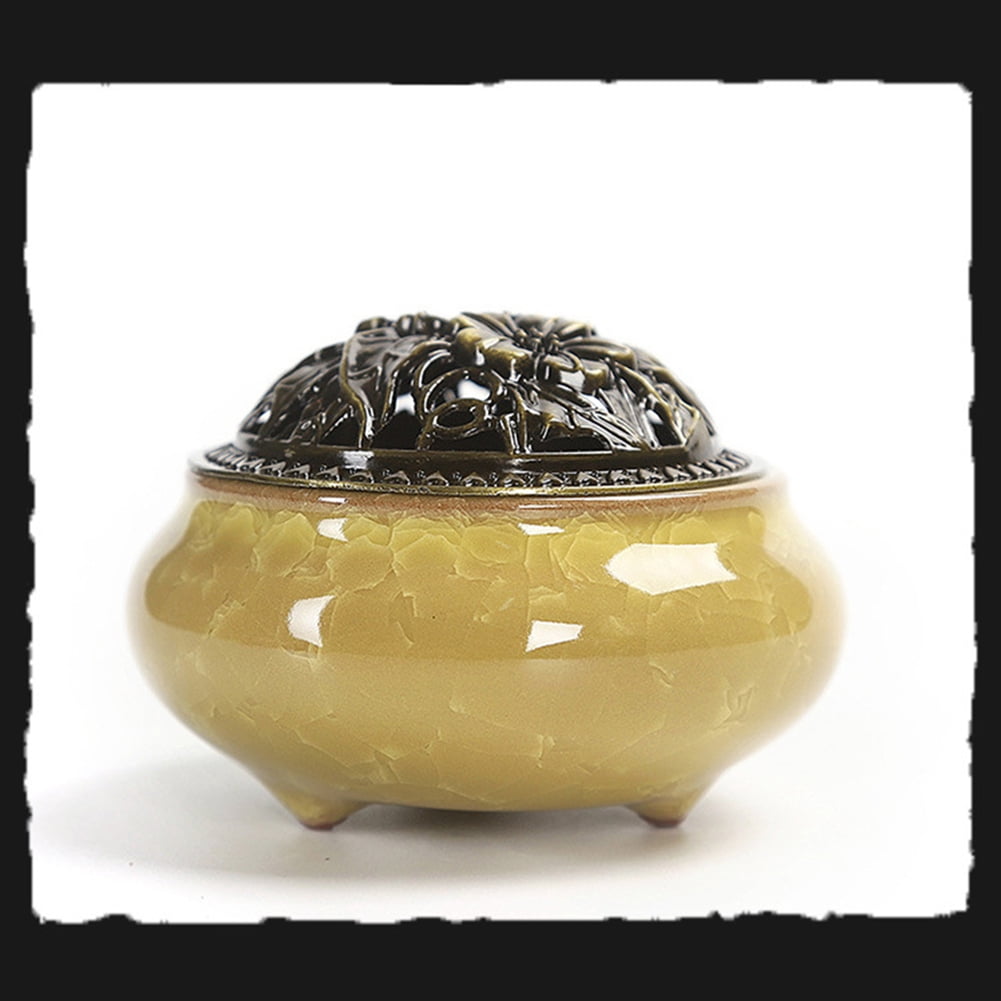Yesbay Vintage Ceramic Incense Burner Holder Meditation Buddhist Zen Censer Home Decor,Ceramic Censer
