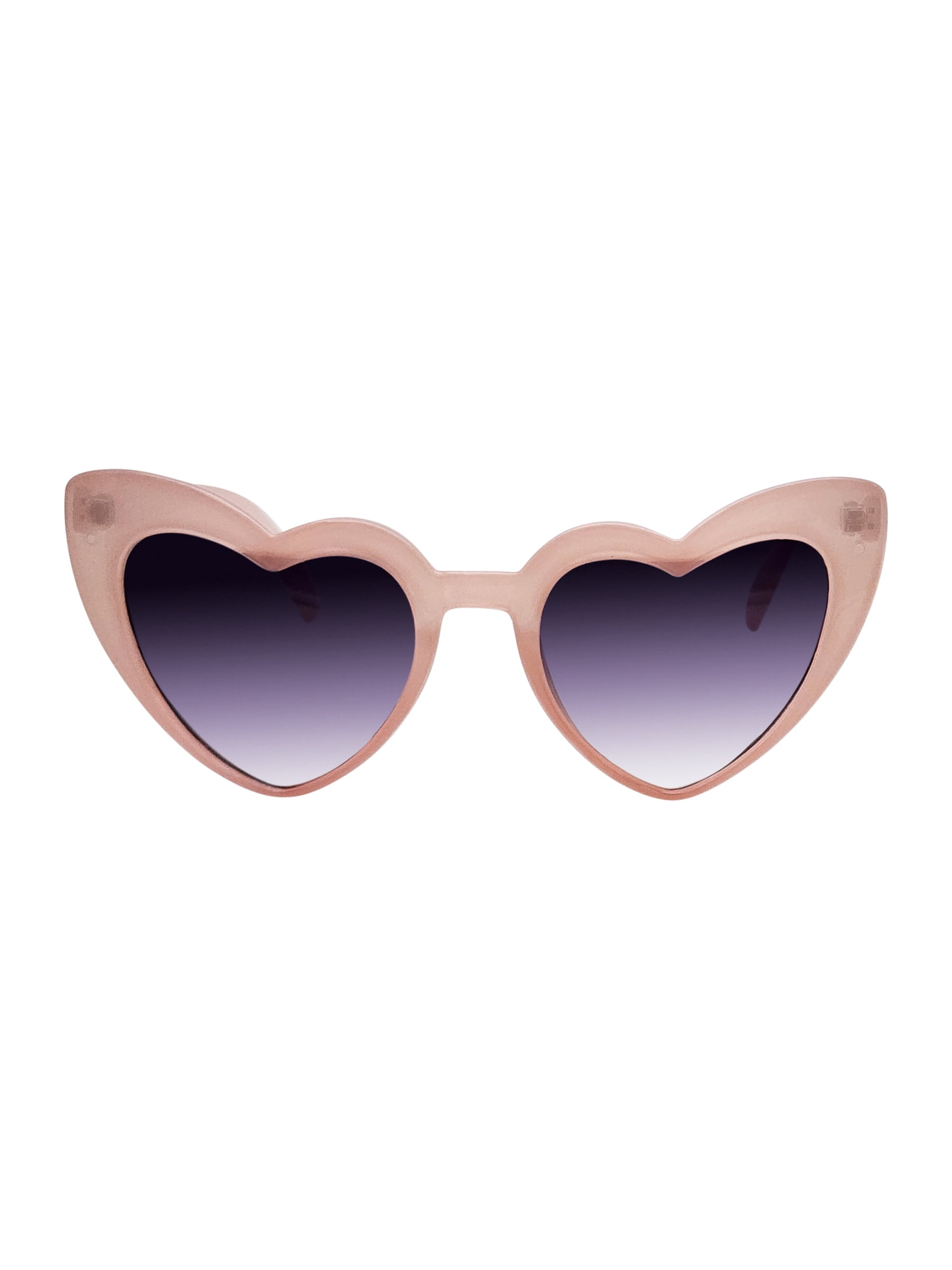 Festival Plastic Heart Shaped Full Rim Sunglasses with Blush Pink Frames and Smoke Lenses