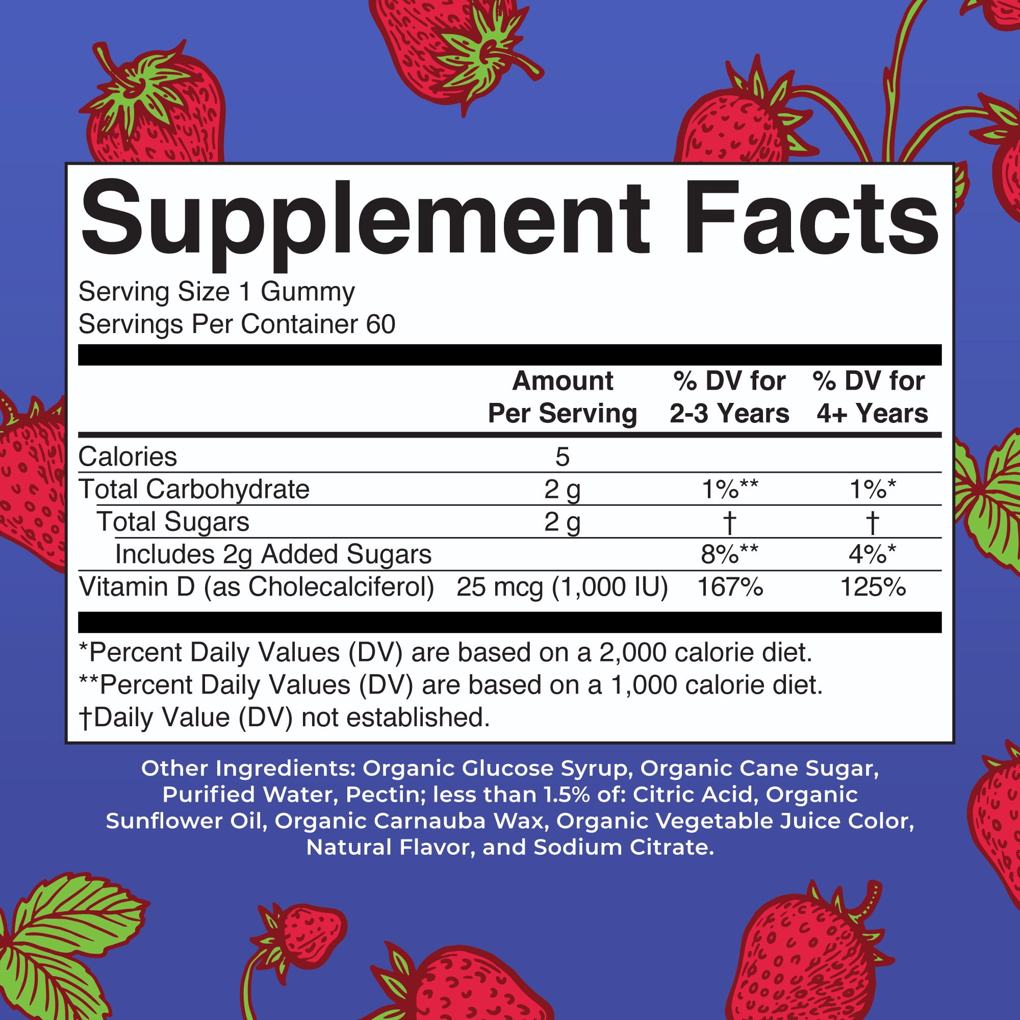 (2 pack) MaryRuth's Vitamin D3 Gummies USDA Organic Strawberry Vegan Ages 2+ 60 Count