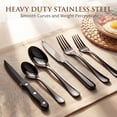 thumbnail image 6 of Kikcoin 50 Pcs Silverware Set for 8, Stainless Steel Flatware Set, Mirror-Polished Fork Knife Set, Cutlery Utensils Set for Kitchen, Steak Knife Included, Black, 6 of 12