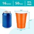 thumbnail image 2 of JJEAN-50 Orange Plastic Cups, 16 oz Disposable Cups, Drinking Cups For Birthday Party, Halloween, Thanksgiving, Harvest, Fall, 2 of 4