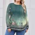 thumbnail image 5 of TQWQT Plus Size Womens Tops Cute Spring Floral Top Crewneck Plus Size Long Sleeve Tops Dressy Casual Tee Shirts Women Loose Fit Clothes Blue 4XL, 5 of 5