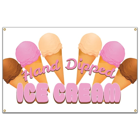 SignMission B-72 Hand Dipped Ice Cream19 72 in. Hand Dipped Ice Cream Banner with Concession Stand Food Truck Single Sided