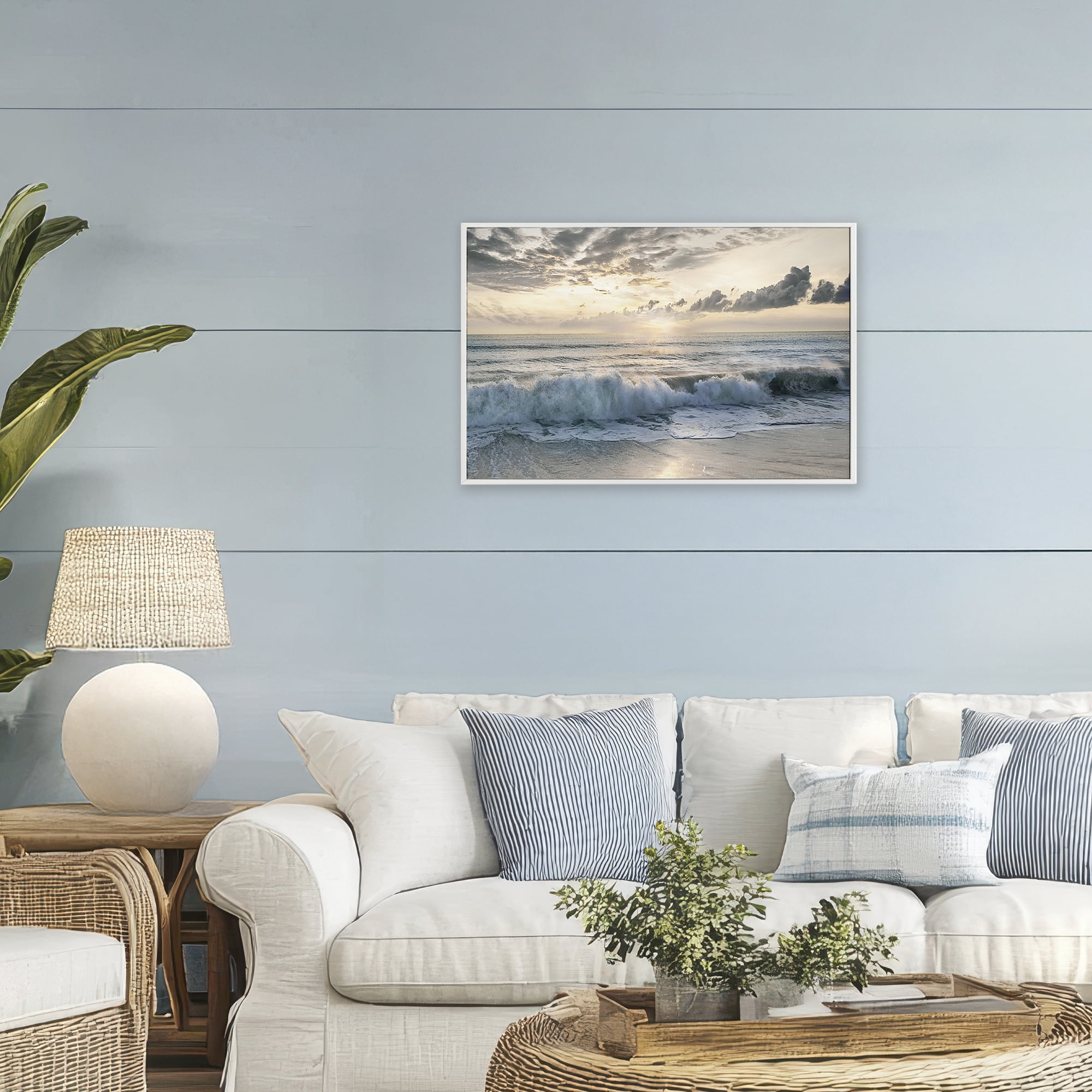 Stupell Industries Sunset Foam Along Shoreline White Framed Giclee Art, design by Mike Calascibetta