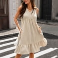 thumbnail image 6 of Karymi Summer Dresses for Women 2026 Sleeveless V-Neck Tiered Ruffle Hem Midi Dress, Solid Casual Loose Tunic Dress with Side Pockets Maxi Dress, 6 of 8