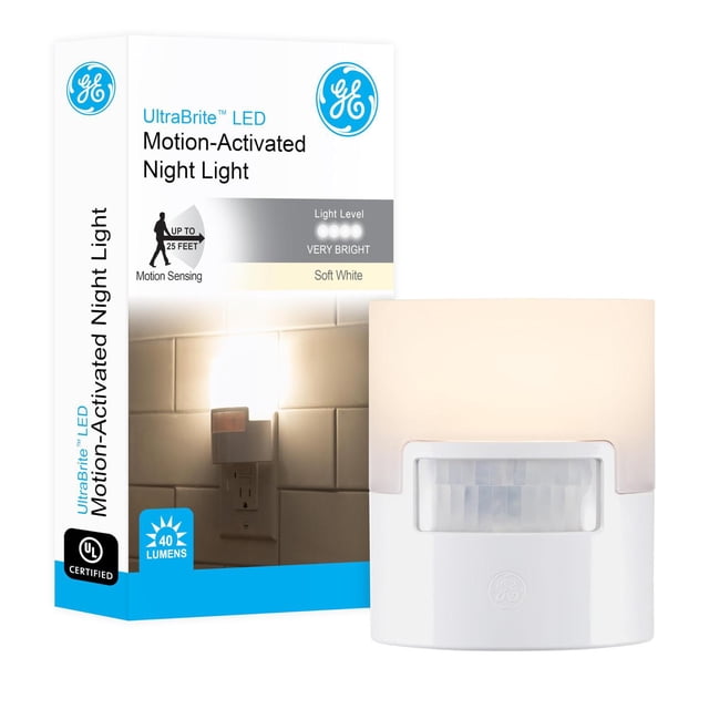 Luz de Noche LED GE Enbrighten Blanco Suave con Sensor de Movimiento