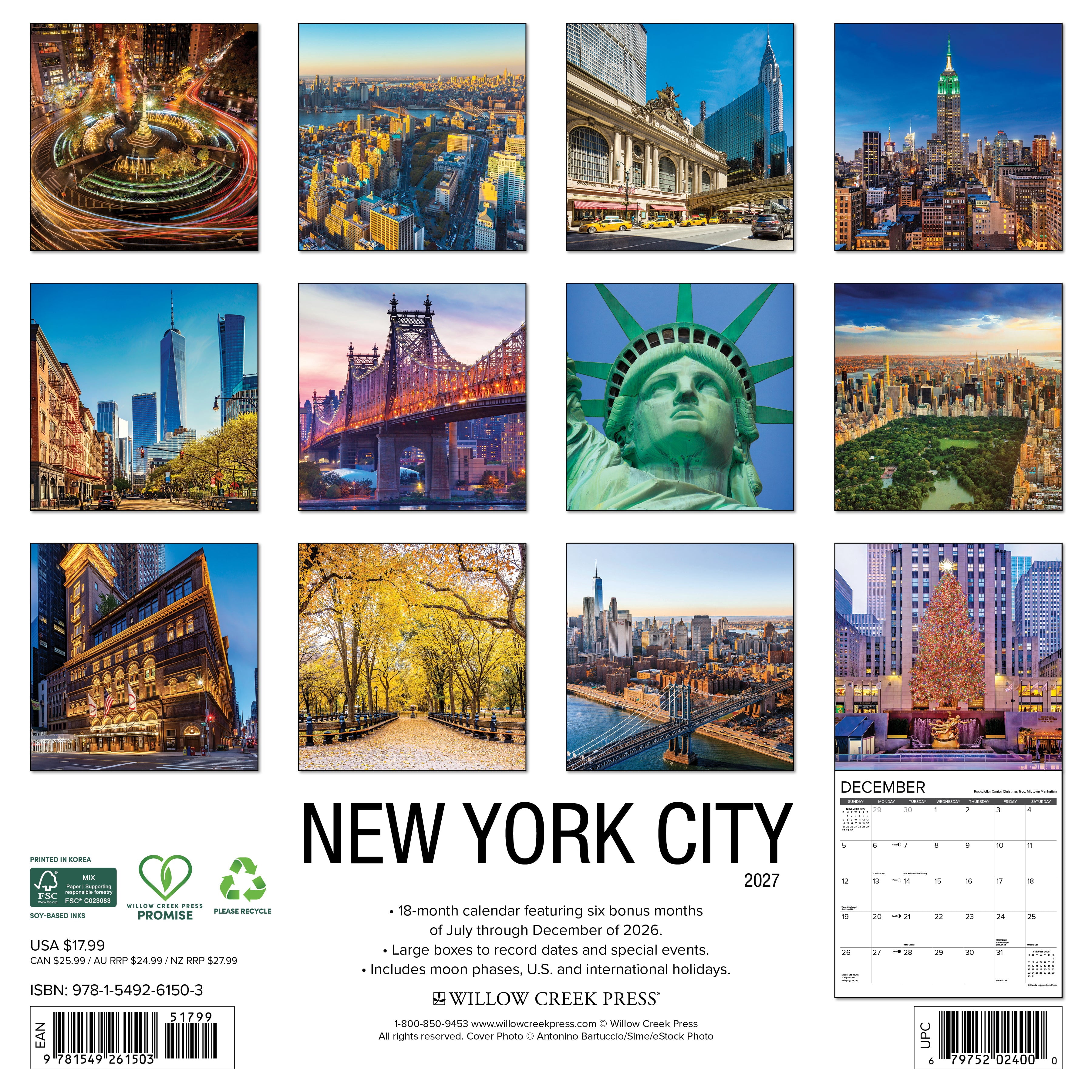 Willow Creek Press, New York City 2027 Wall Calendar