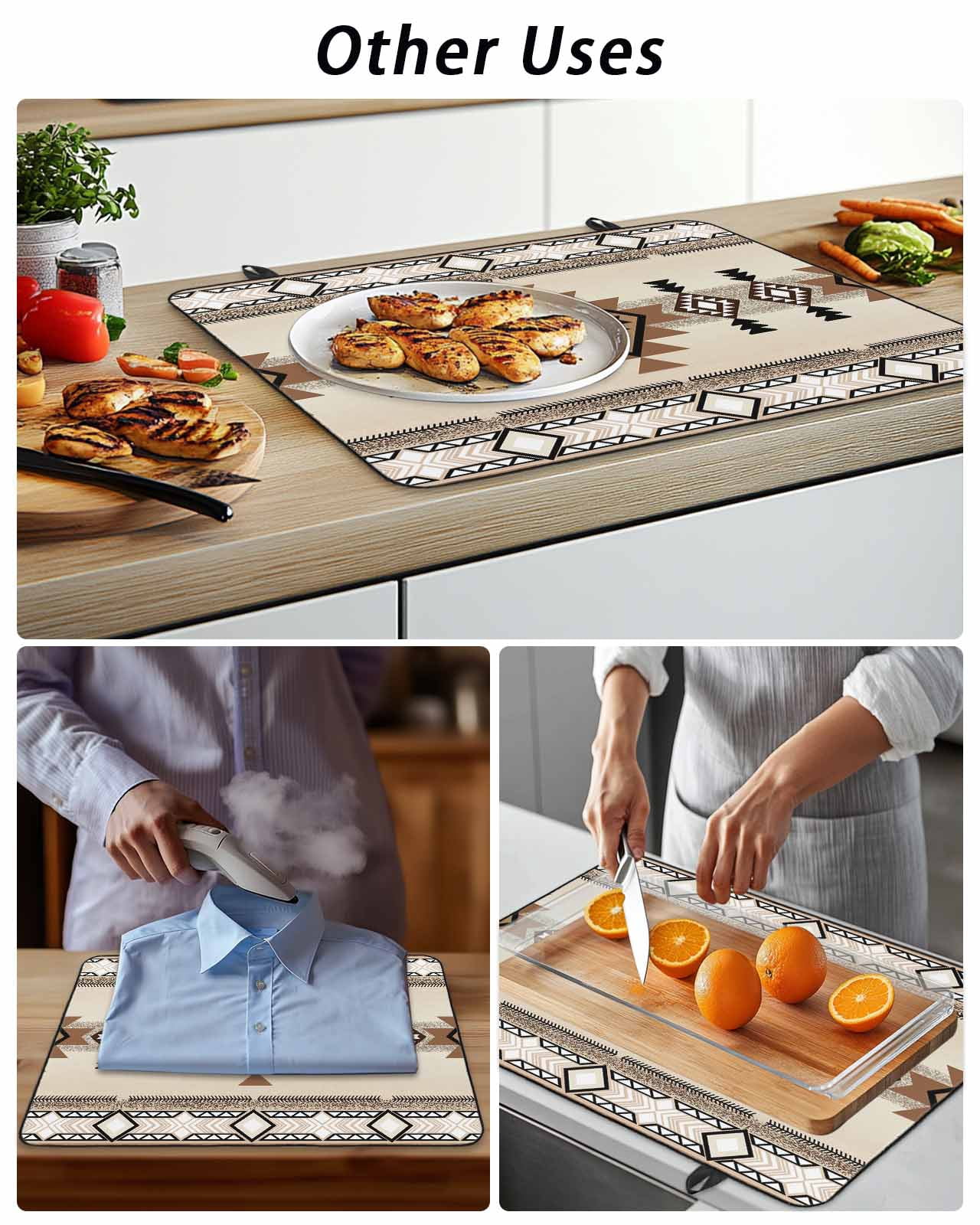 Stove Top Covers for Electric Stove, Southwest Glass Stovetop Cover Protector, Brown Bohemian Abstract American Aztec Induction Cooktop Protector Oven Mat for Kitchen Countertop 24"x21"