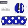 thumbnail image 3 of Cauagu Blue And White Polka Dot Print Leather Pencil Pen Case - Stationery Bag Portable Stationery Bag Big Capacity Pencil Pouch Cosmetic Organizer Bag for Men & Women, 3 of 7