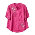 thumbnail image 4 of Shirts Tops for Women Solid Color V Neck Embroidered Casual Tank Top, 4 of 5