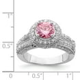 thumbnail image 3 of Sterling Silver Rhodium-plated Round Pink and White CZ Ring QR2865, 3 of 5