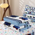 thumbnail image 5 of Erosebridal Striped Train Print Zipper Queen Comforter Set with Fitted Sheet and 2 Pillowcases,Vintage Railway Zipper Bedding Set For Boys,Colorful Stars Reversible,4pcs, 5 of 7
