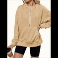thumbnail image 1 of Sudadera de Algodón con Forro y Media Cremallera para Mujer, Cálida, de Invierno, con Bolsillo Amarillo Albaricoque XL, 1 of 10