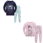 100% Cotton Girls Kids Pajama Set - 2 Pack , CradlePlanet