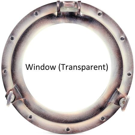 Antique Purple Rustic Patina Nautical Maritime Ship's Porthole Frame | Wall & Bathroom Sculpture Aluminum Porthole | Home Decor Ideas | Round Glass Hanging Porthole (Window (Transparent), 24 Inches)