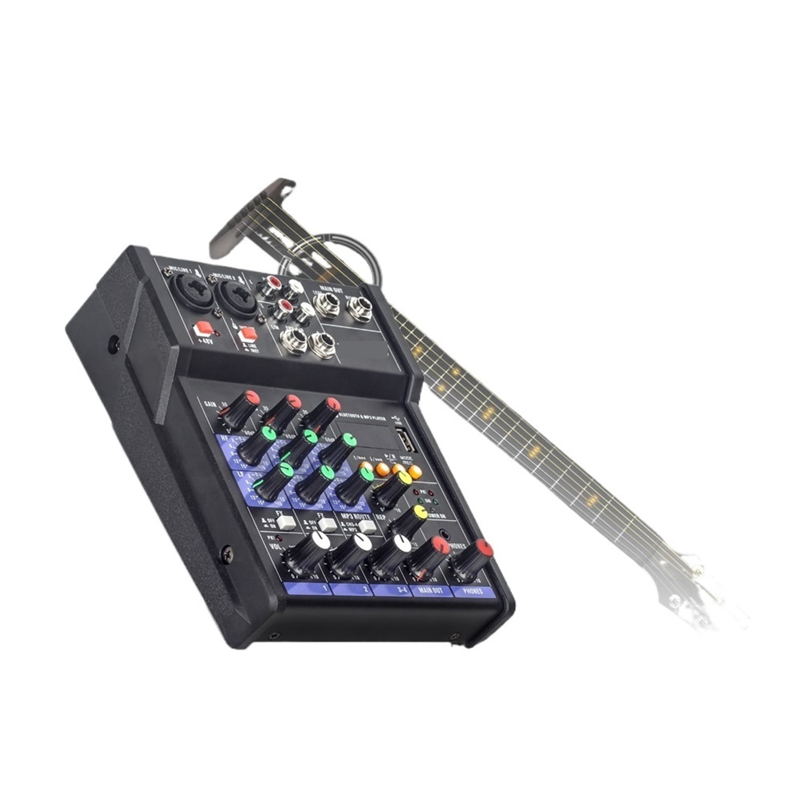 RU-4T Professional Sound Au--dio USB Mixer 4 Channel 48V Phantom Power Reverbration Mixing Console Player USB Music For DJ ,Precision Control