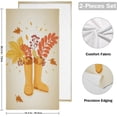 thumbnail image 2 of Hello Autumn Boot Hand Towels 2 PCS, Fall Maple Leaf Kitchen Towel Ultra Soft and Highly Absorbent,Decorative Fingertip Face Towel for Bathroom Hotel, 28.3"x14.4", 2 of 6