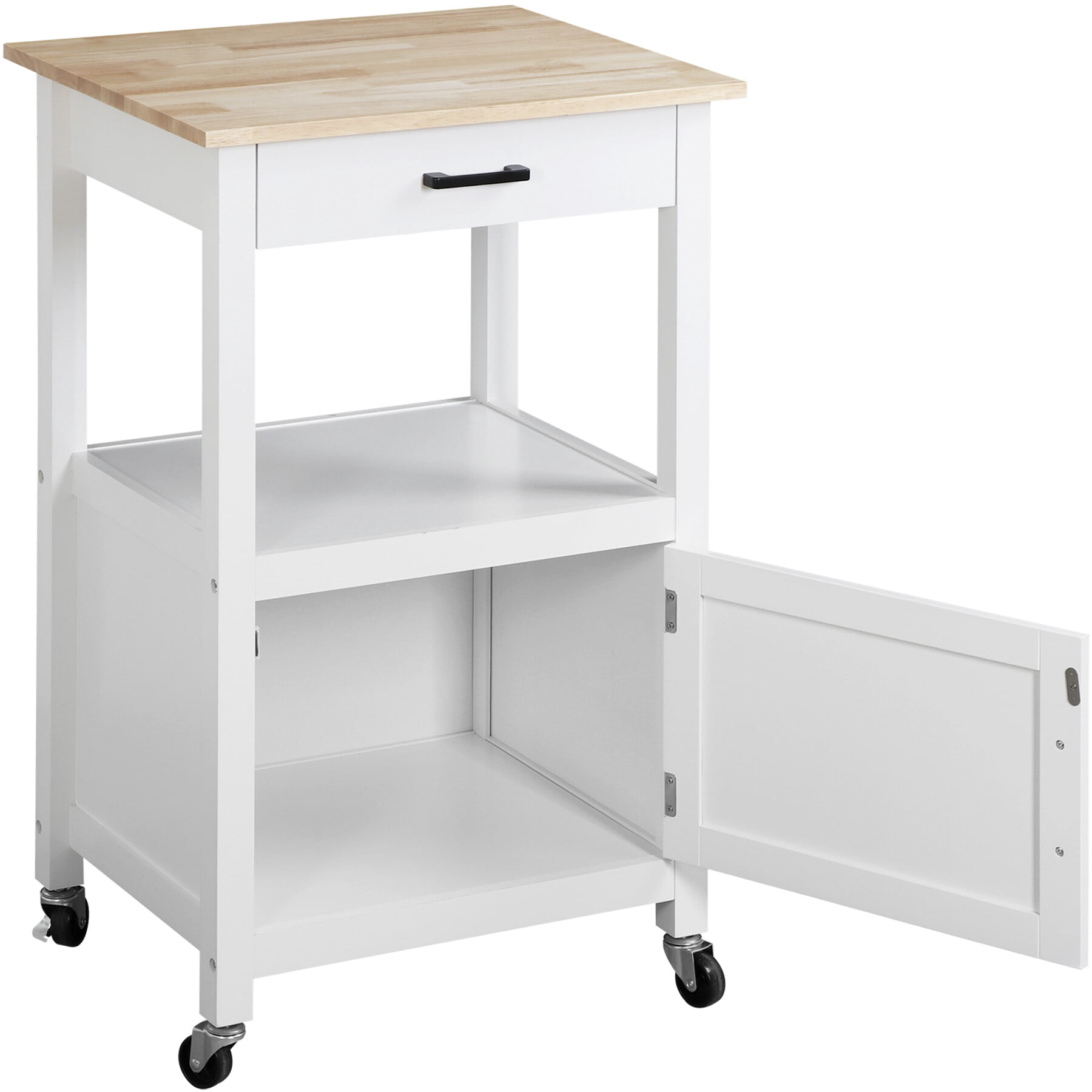 ZENSTYLE Kitchen Cart Durable Kitchen Island Cart with Storage Cabinet Hooks and Drawer White