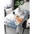 thumbnail image 2 of Blue Coastal Rectangle Tablecloth, Summer Beach Starfish Weeping Eucalyptus Waterproof & StainResistant Tablecloth, Washable Oil-proof Table Cover for Dining/Party/Wedding/Camping/Buffet 54x108 In, 2 of 9