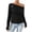 Black1, variant on fatyb Women's One Shoulder Tops Casual Long Sleeve Ruched Going out Shirts Trendy Summer Tee Blouses