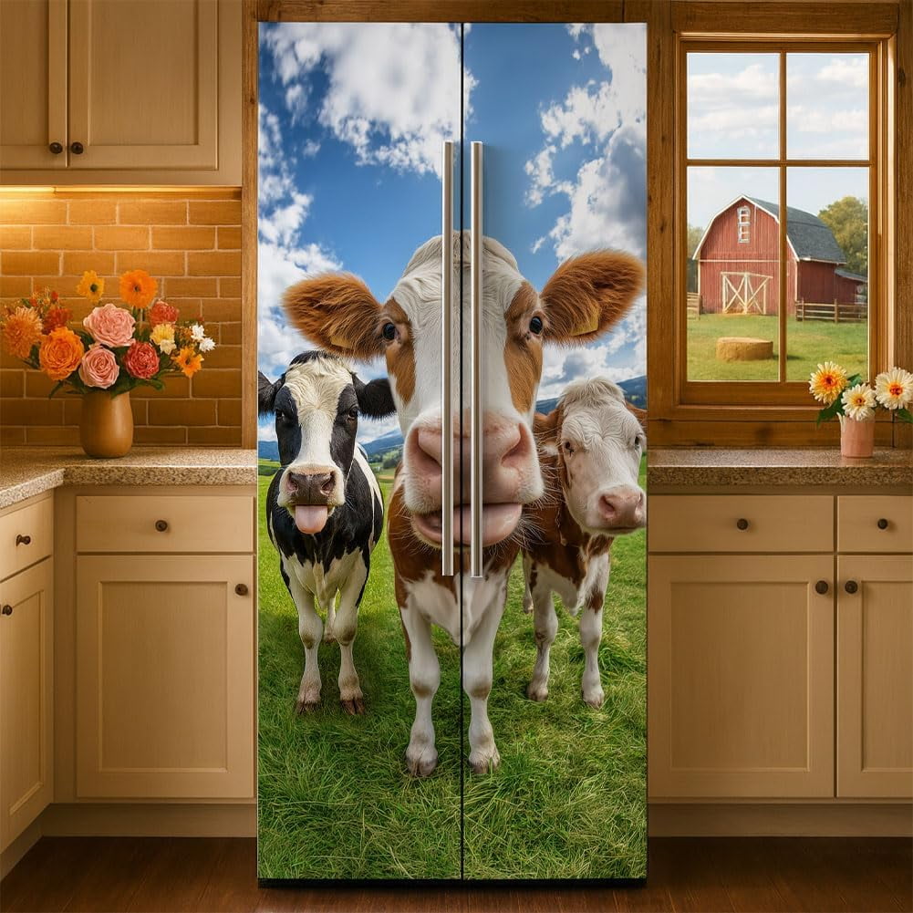 2 Sheet Formula Print Removable Refrigerator Wraps Self-Adhesive Fridge Stickers Peel and Stick Vinyl Fridge Decals Sticker Multi-color