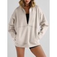 thumbnail image 5 of Women's Half Zip Sweatshirts Fleece Stand Collar Long Sleeve Thumb Hole Oversized Pullovers with Pockets, 5 of 5