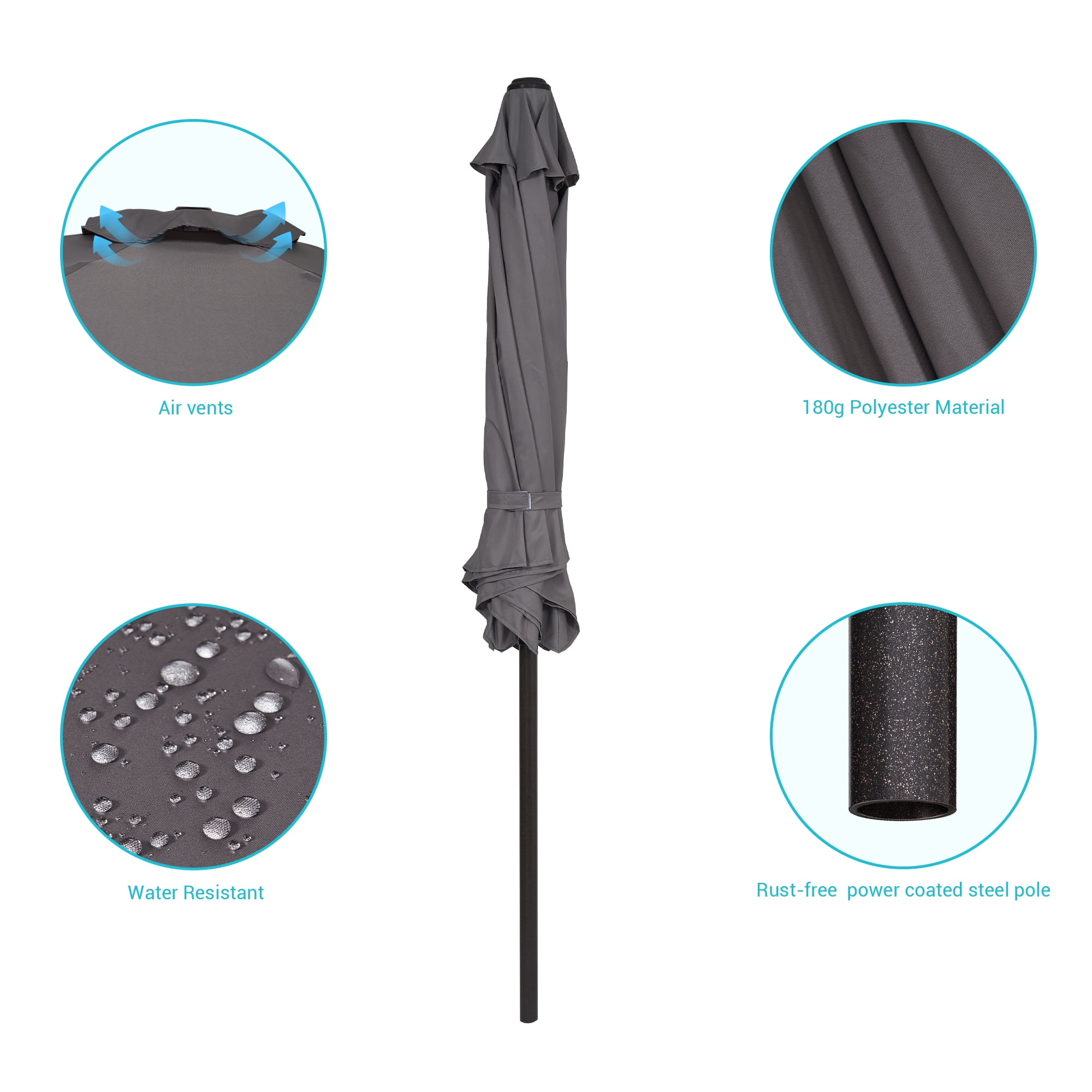 CHYVARY 7.5 FT Patio Shade Umbrellas with Tilt Button for Patio,Outdoor,Garden and Pool, Gray
