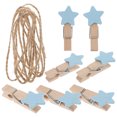thumbnail image 1 of 100pcs 3.5cm Wood Clip Clamp Photo Mini Clip Star Shape Message Note Memo Clip (Blue), 1 of 8
