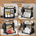 thumbnail image 3 of Spice Rack 2 Tier Metal Standing Kitchen Seasoning Storage Shelf with Hanging Basket Pull Out Countertop Organizer for Counter, Cabinet, Pantry, Bathroom, Bedroom (Black), 3 of 15
