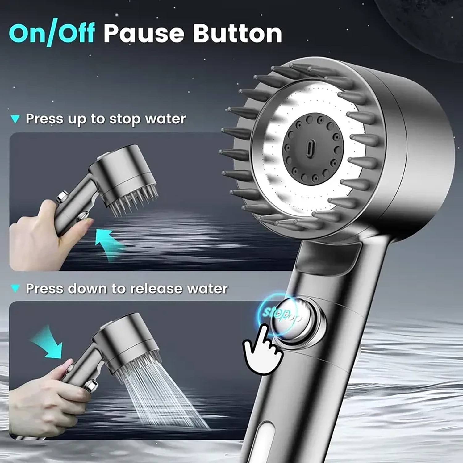 FEELSO High Pressure Handheld RV Shower Head with Hose - 3 Mode Filtered Showerhead with On/Off Switch for RV, Camper, Trailer & Home, Grey