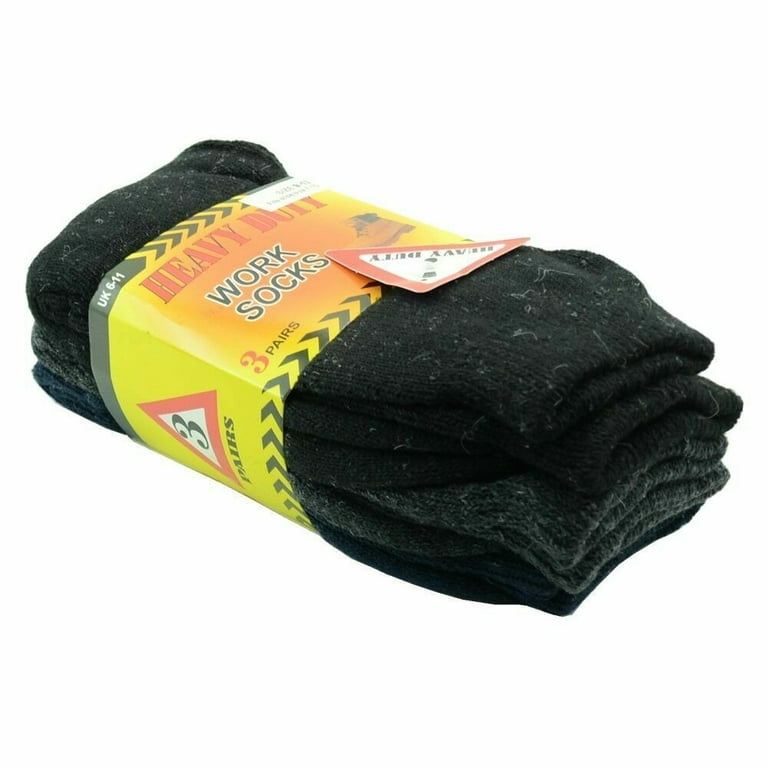IQONEC 3 Pair Mens Black Warm Thermal Socks Winter Outdoor Work Thick Heavy  Duty
