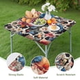 thumbnail image 4 of Pioneer Flower Floral Print Pattern Square Fitted Tablecloth with Elastic Edge,Square Table Cover,Washable Elastic Table Cover for Home Kitchen Party Decor 34"x34", 4 of 6