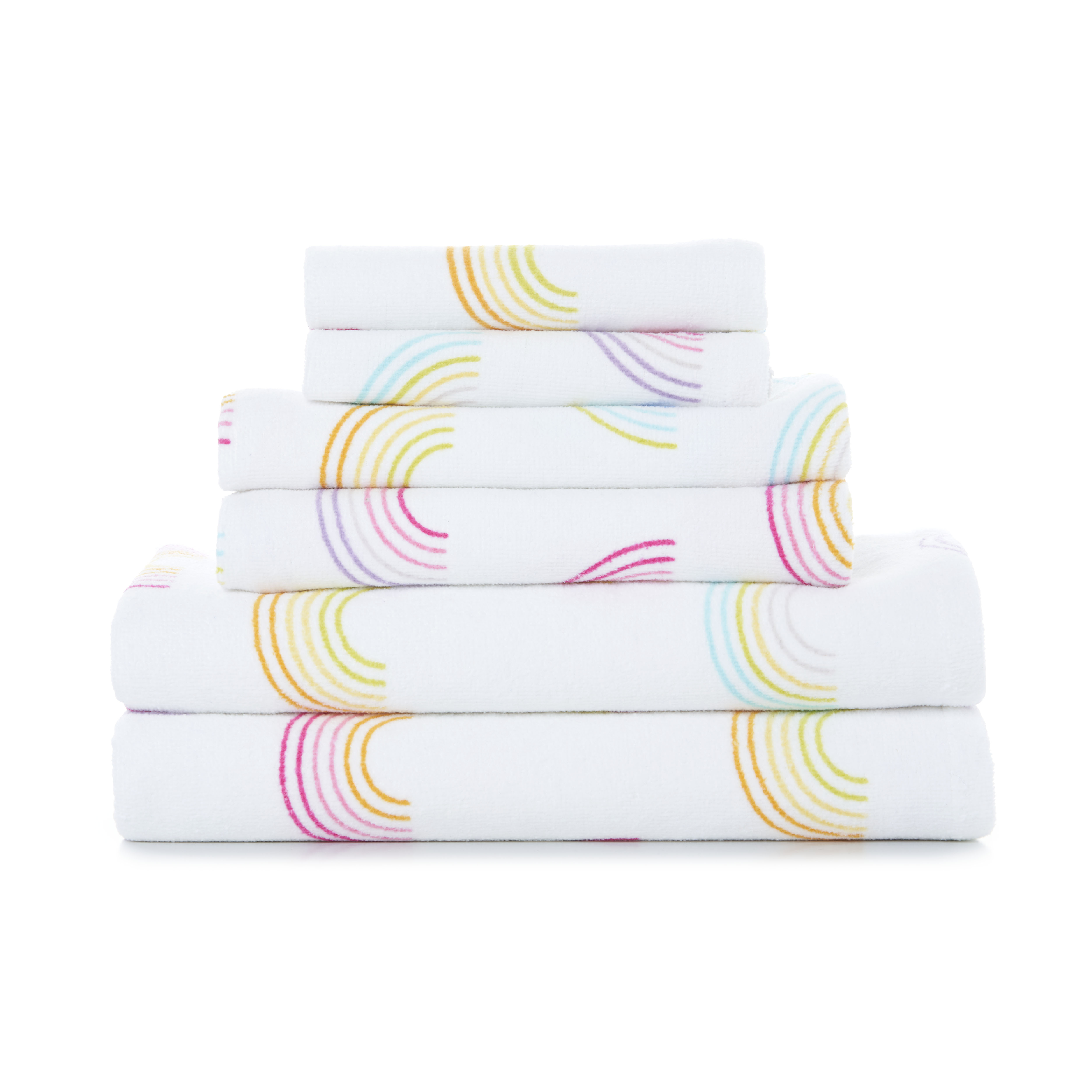 Gap Home Kids Rainbow Toss Organic Cotton 6 Piece Towel Set, White - image 4 of 5