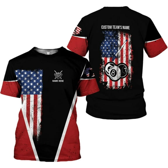Personalized 3D Billiard Shirt Custom Name Men Women Team Apparel Pool 8 Ball Flag Tshirt Billiards Shirts Gift (T-shirt, S)