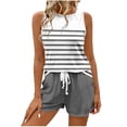 thumbnail image 2 of Antinious Women Pajamas Set Shorts Round Neck Sleeveless Stripe Loungewear Soft Breathable, 2 of 5