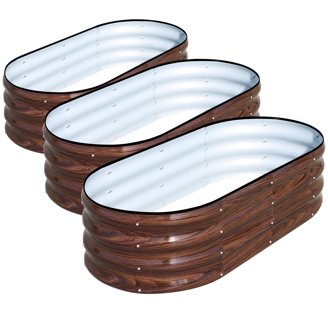 8x4x2ft Galvanized Raised Garden Bed,Deep Root Planter Box For Vegetables Flowers Herbs Large Metal Raised Garden Bed Kit Outdoor Beige